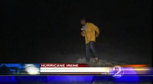 WESH reporter walking in the surf on Daytona Beach